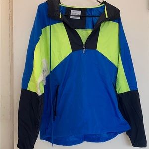 Urban Outfitters Retro Blue Lime Green Windbreaker